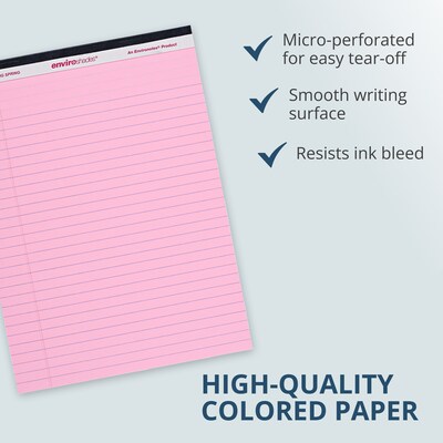 Roaring Spring Paper Products Enviroshades Notepad, 8.5" x 11.75", Wide Ruled, Pink, 50 Sheets/Pad, 3 Pads/Pack (74153)