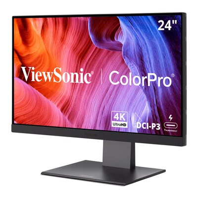 ViewSonic ColorPro 24 4K UHD 60Hz LCD Monitor, Mac-Compatible, Adjustable, Black/Silver (VP2488-4K)