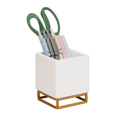 Mind Reader Pen Holder, White (PENWD-WHT)