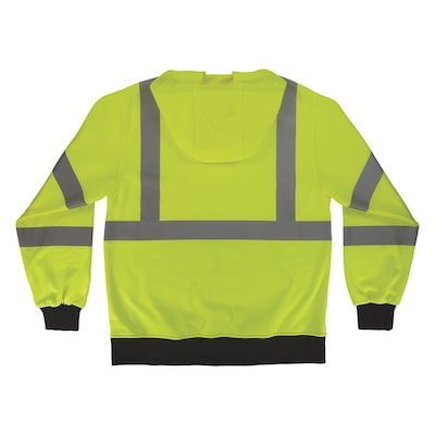 GloWear 8311BK High Visibility Long Sleeve Black Bottom Hooded Sweatshirt, ANSI Type R Class 3, Lime, Medium (22873)