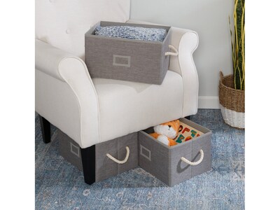 Honey-Can-Do Large Stackable Folding Fabric Storage Bins, 8.3" x 10.2" x 14.7", Heather Gray, 3/Set (SFT-09684)