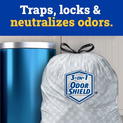 Glad ForceFlex Tall 13 Gallon Drawstring Kitchen Trash Bag, Grey, 100 Total Bags (70427)