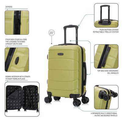 DUKAP Sense 2" Hardside Carry-On Suitcase, 4-Wheeled Spinner, TSA Checkpoint Friendly, Green (DKSEN00S-GRN)