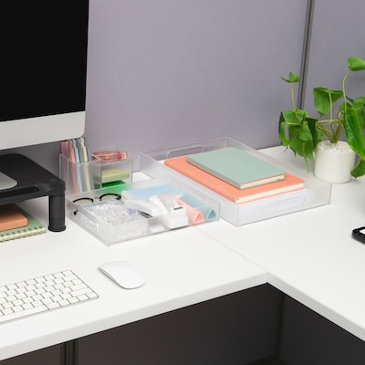Mind Reader 3-Piece Desk Organizer Set, Clear (TRU3PC-CLR)