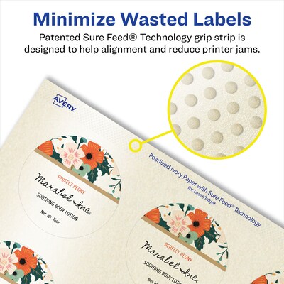 Avery Laser/Inkjet Round Multipurpose Labels, 1.5" Dia., Ivory, 200 Labels/Pack (94506)
