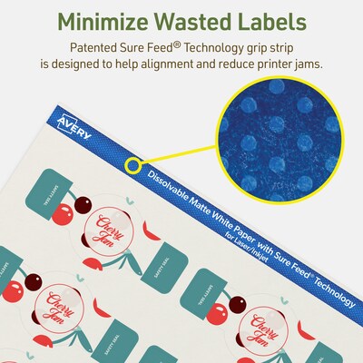 Avery Dissolvable Decorative Edge Multipurpose Labels, 1.5" x 3.5", Off-white, 50/Pack (94122)