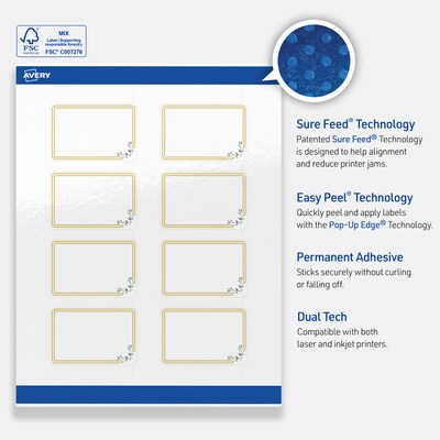 Avery Laser/Inkjet Rectangle Multipurpose Labels, 2" x 3", White, 80/Pack (S00-DMP)