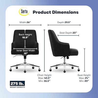 Serta Scarlett Ergonomic Velvet Swivel Computer and Desk Chair, Black (CCHR10011D)