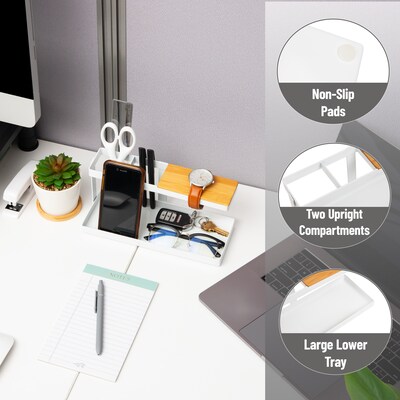 Mind Reader Metal Desk Organizer, White (CATCHTRAY-WHT)