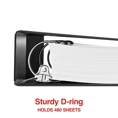 Staples® Standard 2" 3 Ring Non View Binder with D-Rings, Black (26417-CC)