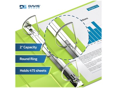 Davis Group Premium Economy 2" 3-Ring Non-View Binders, D-Ring, Lime Green, 6/Pack (2304-24-06)