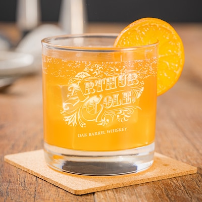 POD ETCHED WHISKEY GLASS 10.5 OZ.