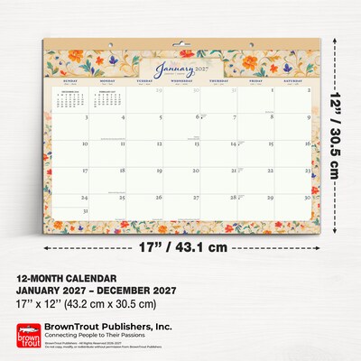 2027 BrownTrout Tuscan Delight 17" x 12" Monthly Desk Pad Calendar, Assorted Colors (9798330715909)