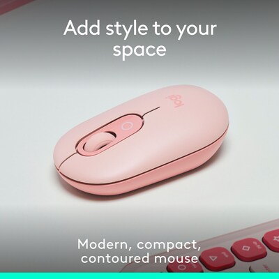 Logitech POP Wireless Ambidextrous Optical Mouse, Rose (910-007409)