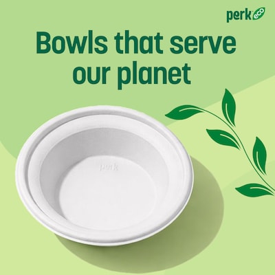 Perk™ Eco Compostable Paper Bowls, 12 Oz., White, 125/Pack (PK61285)