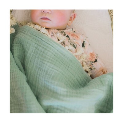 Baby Crane 6-Layer Muslin Blanket, Evergreen (BC-140BL-5)