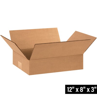 12 x 8 x 3 Shipping Boxes, 32 ECT, 25/Bundle (1283)