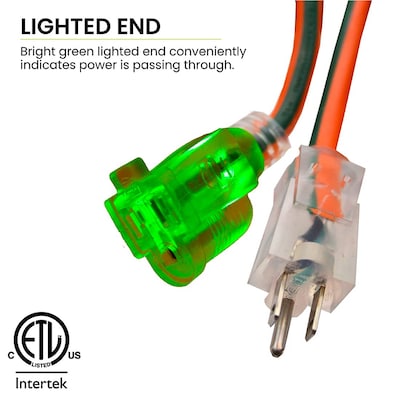 GoGreen Power 15' Indoor/Outdoor Extension Cord, 16 AWG, Orange (GG-13715)