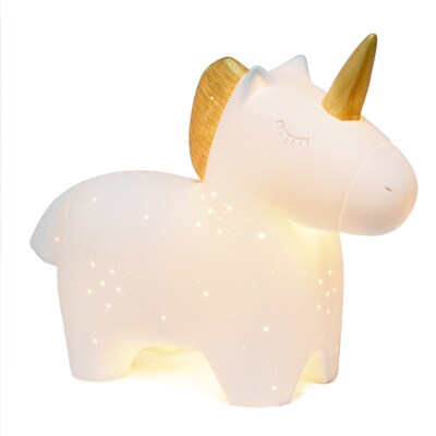 Creekwood Home 9.01" Whimsical Ceramic Glowing Unicorn Light, White (CWT-2042-WH)