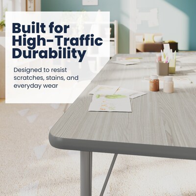 Flash Furniture Wren Rectangular Activity Table, 72" x 30", Height Adjustable, Light Gray Top/Silver Frame (XUA3072RECLGTPC)