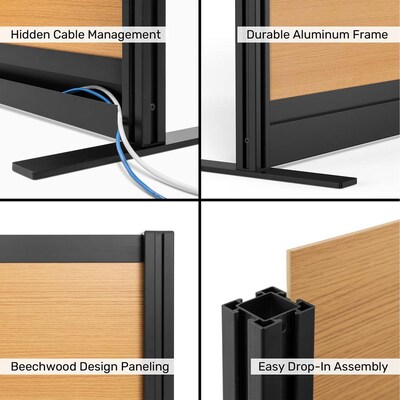 Luxor Beechwood 3-Panel Room Divider, 70"H x 70"W, Beech Grain (PPWL014)