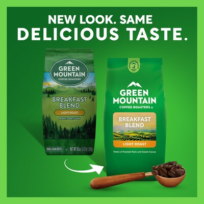 Green Mountain Breakfast Blend Whole Bean Coffee Packet, Light Roast, 18 oz. (GMT37567)