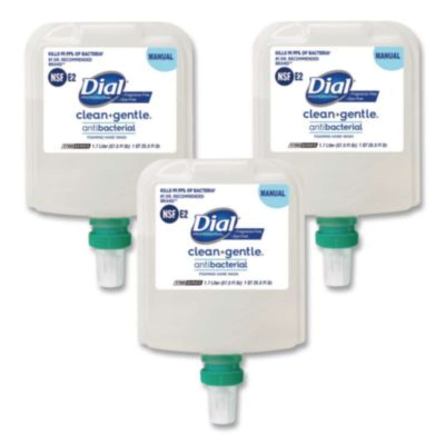 Dial® Professional Clean+Gentle Antibacterial Foaming Hand Wash Refill, 1.7 L, 3/Carton (DIA32094)