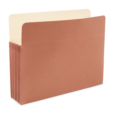 Staples Reinforced File Pocket, 3.5 Expansion, Letter Size, Brown, 25/Box (ST418293)