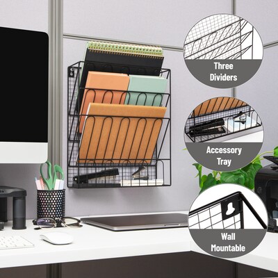 Mind Reader Metal Front Loading Letter Tray, Letter Size, Black (MAGMWIRE-BLK)