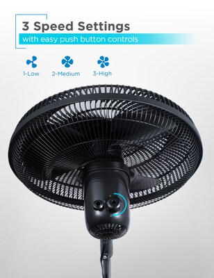Black & Decker 16" Oscillating Pedestal Fan, 3-Speed, Black (BFP16MXB)