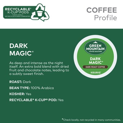 Green Mountain Dark Magic Coffee Keurig® K-Cup® Pods, Dark Roast, 96/Carton (4061)