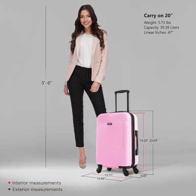 DUKAP Inception 22.04" Hardside Suitcase, 4-Wheeled Spinner, TSA Checkpoint Friendly, Pink (DKINC00S-PNK)