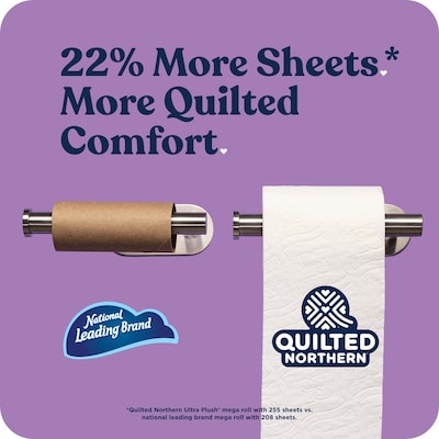 Quilted Northern Ultra Plush Toilet Paper, 3-ply, White, 255 Sheets/Roll, 18 Rolls/Case (876045)