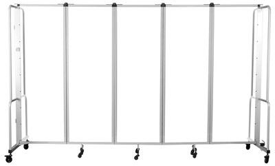 National Public Seating Robo Series 5-Panel Folding Mobile Room Divider, 72"H x 118"W, Clear Acrylic (RDG6-5CA)