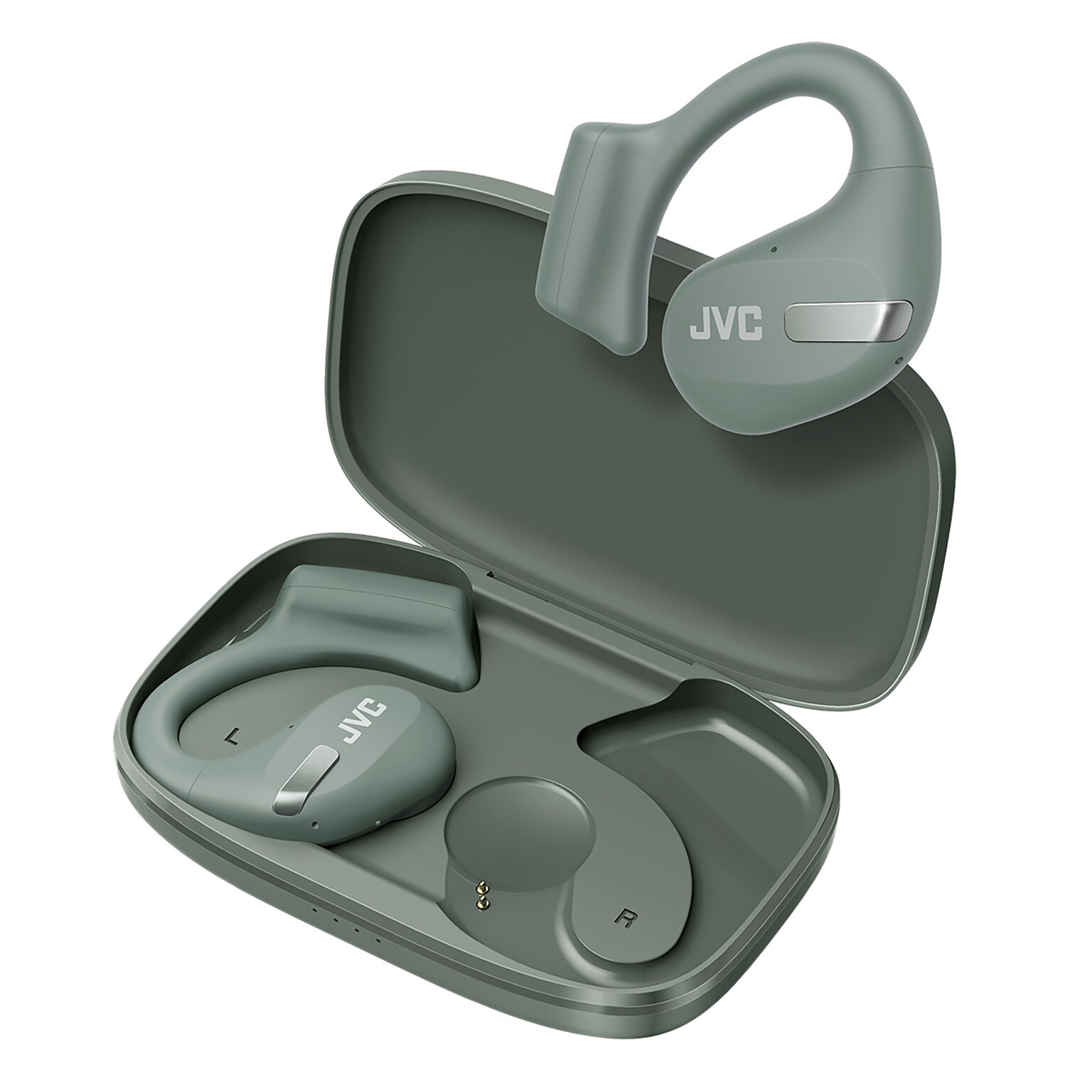 JVC Nearphones Wireless Noise Canceling Over-Ear Earphones, Bluetooth, Sage Green (JVCHANP50TG)