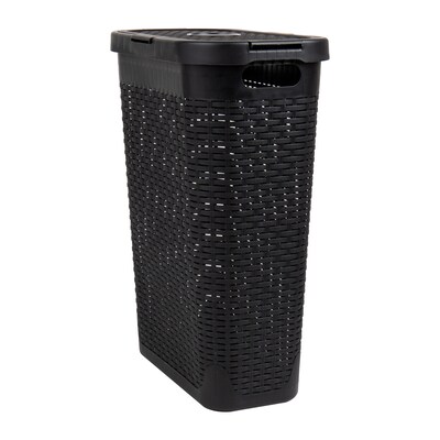 Mind Reader 10.57-Gallon Laundry Hamper with Lid, Plastic, Black (40HAMP-BLK)