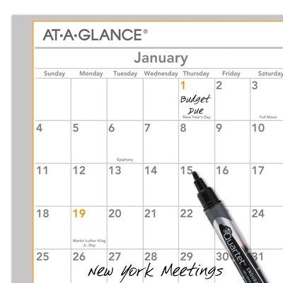 2026 AT-A-GLANCE WallMates 24 x 18 Yearly Dry-Erase Wall Calendar, White/Gray (AW5060-28-26)