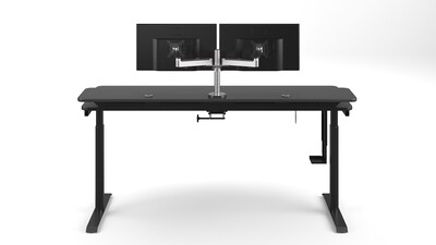 VersaDesk PowerLift Split-Level 72"W Electric Rectangular Adjustable Standing Desk, Black (PL2SD7230-BB)
