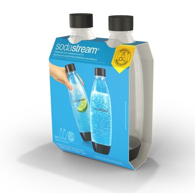 SodaStream Carbonating Bottle Twin Pack, Clear/Black (1042221010)