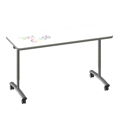 Correll 60W x 24D Adjustable Foldable Rectangular Training Room Table, Laminate, With Wheels, Frosty White (FTS2460DE801413)