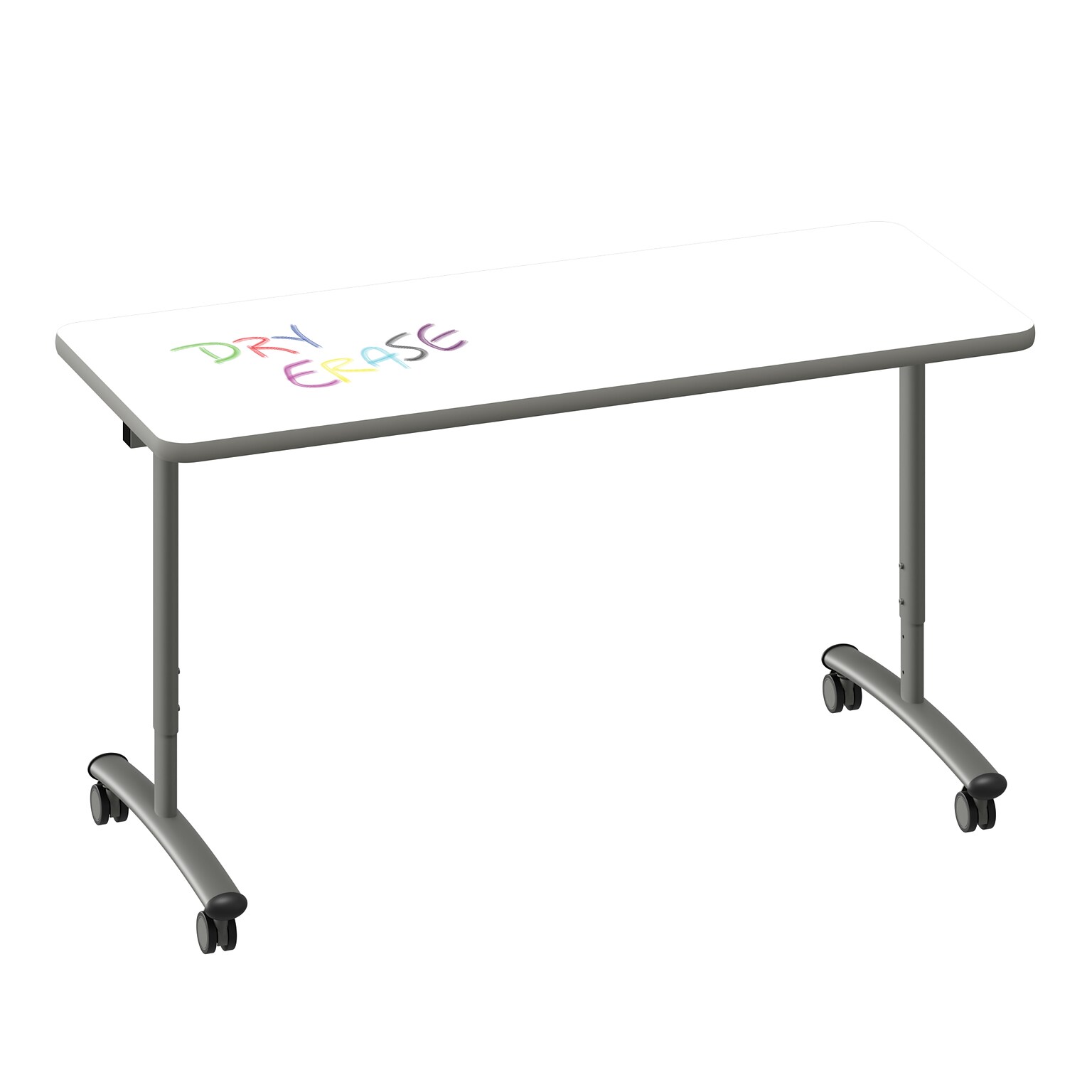 Correll 60W x 24D Adjustable Foldable Rectangular Training Room Table, Laminate, With Wheels, Frosty White (FTS2460DE801413)