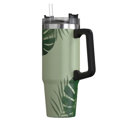 Outdoors Professional Stainless Steel Double-Walled Vacuum Insulated Tumbler with Straw, 30 oz., Tropical Green (OUTD9218)
