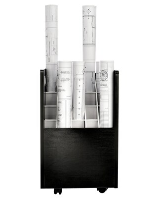 AdirOffice 20-Slot Mobile Roll File, Lockable, 24.75" H x 15.25" W x 13.25" D, Black (624-BLK-KIT1)