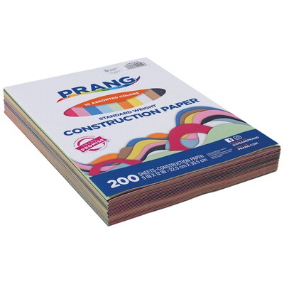 Prang 9" x 12" Construction Paper, Assorted Colors, 200 Sheets/Pack, 4 Packs/Bundle (PAC94450)