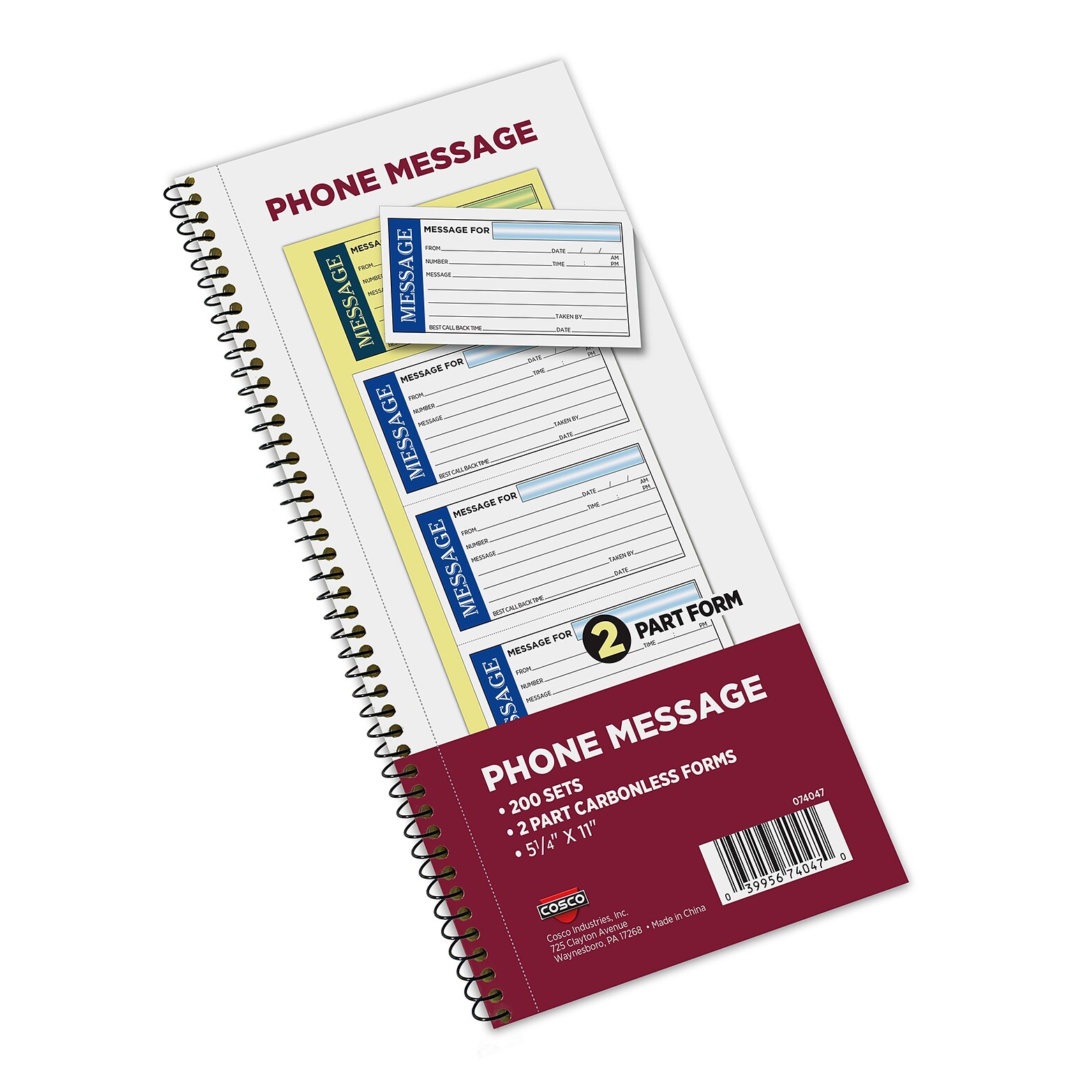 Cosco Phone Message Pad, 5.25 x 12, 50 Sheets/Pad (074047)