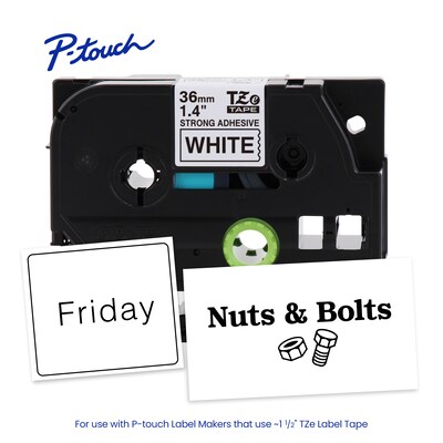 Brother P-touch Strong Adhesive Laminated Label Tape, ~1-1/2" x 26.2', Black on White (TZeS261)