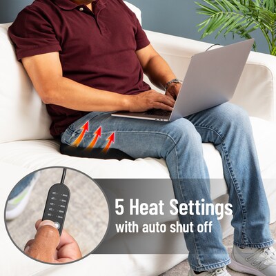 Mind Reader Memory Foam Heated Air-Cloud Seat Cushion, Black (HEASCUSH-BLK)