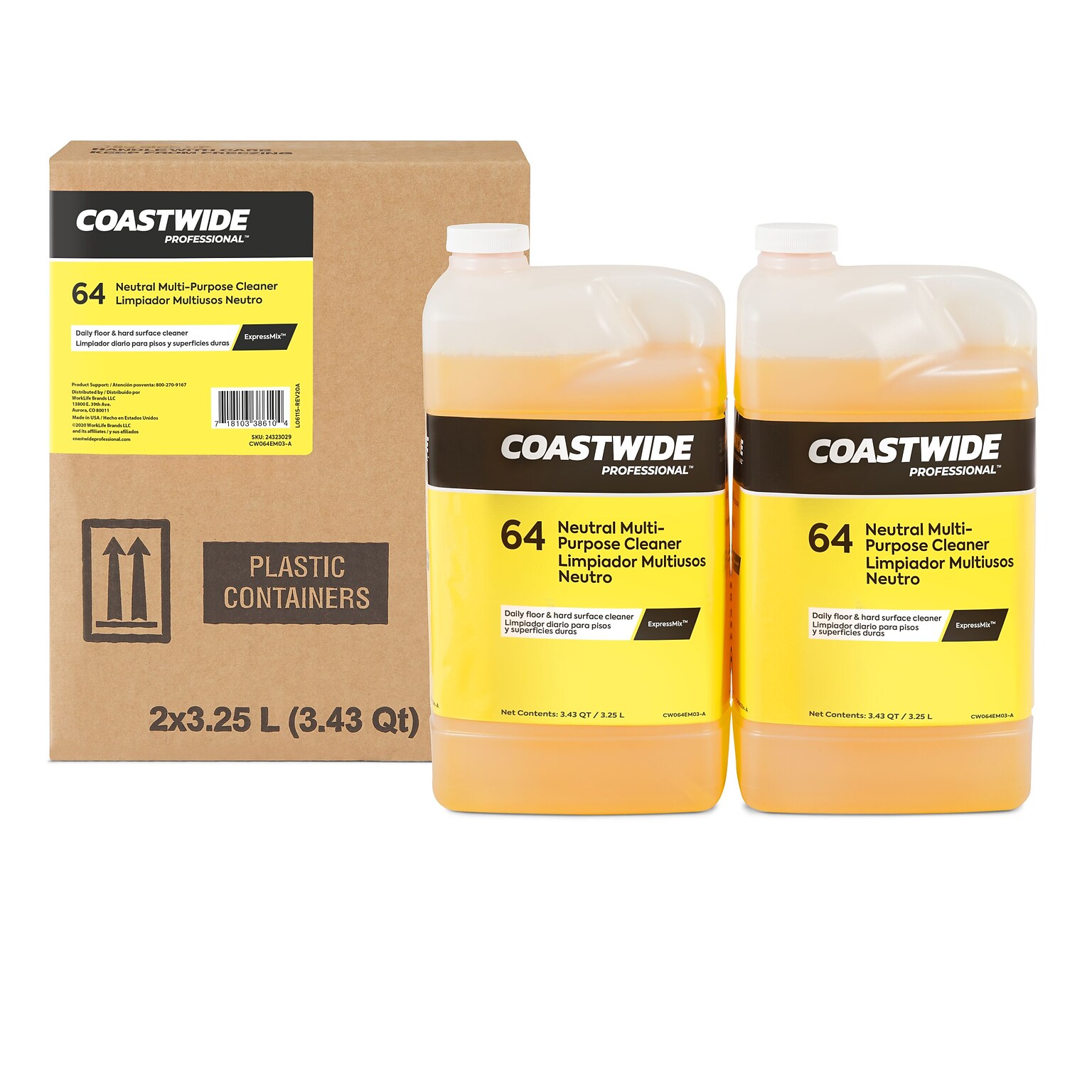 Coastwide Professional Multi-Purpose Neutral Cleaner 64 Concentrate for ExpressMix, 3.25L, 2/Carton (CW6403EM-A)