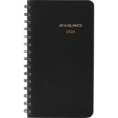 2026 AT-A-GLANCE 2.5" x 4.5" Weekly Planner, Faux Leather Cover, Black (70-035-05-26)