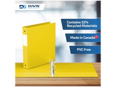 Davis Group Premium Economy 1 1/2" 3-Ring Non-View Binders, Yellow, 6/Pack (2312-05-06)